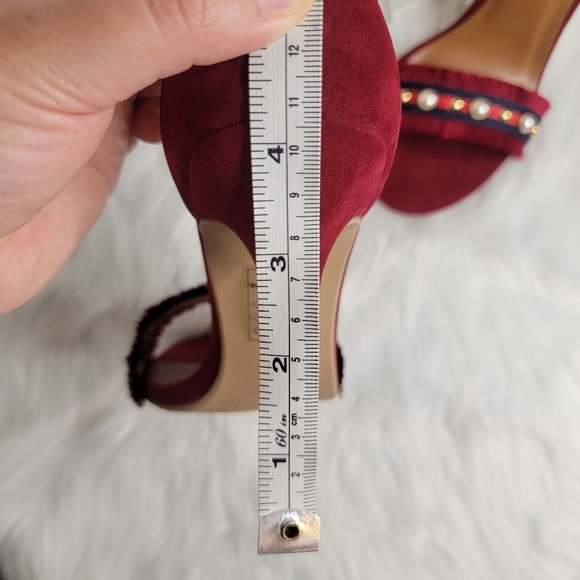 Suede ankle strap heels and rhinestones. - Picture 9 of 9